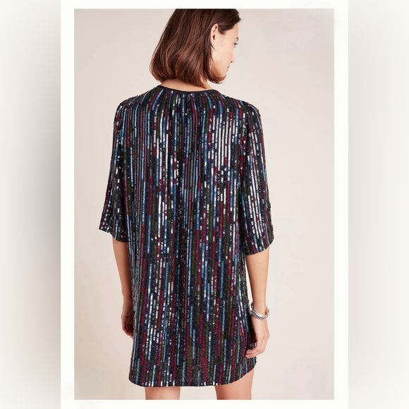 Anthro Velvet Graham & Spencer Black Sequin Tunic Dress NWOT - Picture 2 of 11